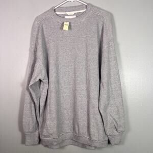 NWT Aerie Men's Sz S Waffle Knit Crew Neck Sweatshirt Gray Oversized Spring